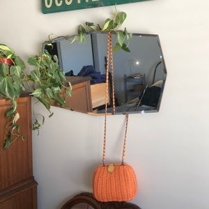Vintage peach wicker purse
